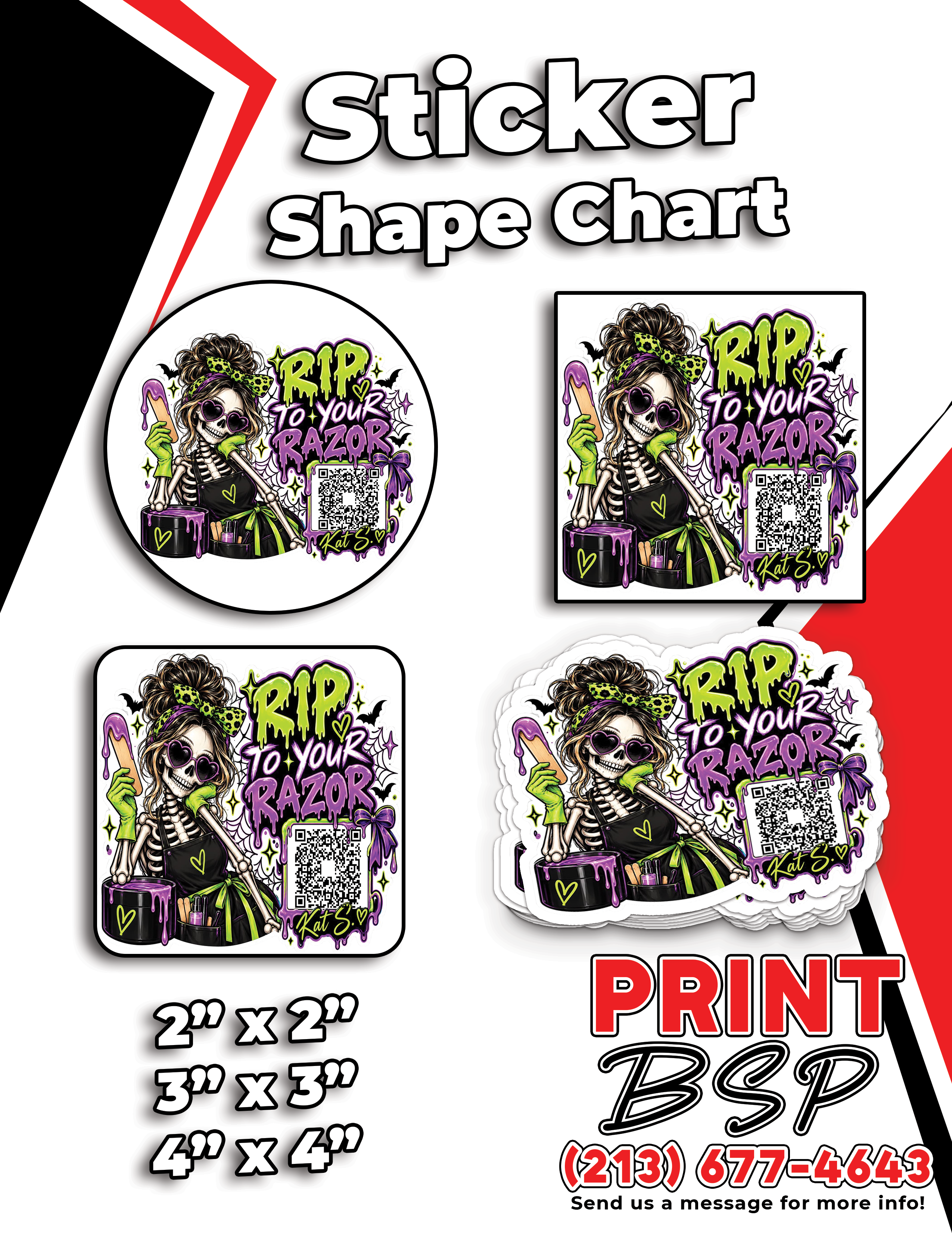 RINAWAX Sticker Shape Chart