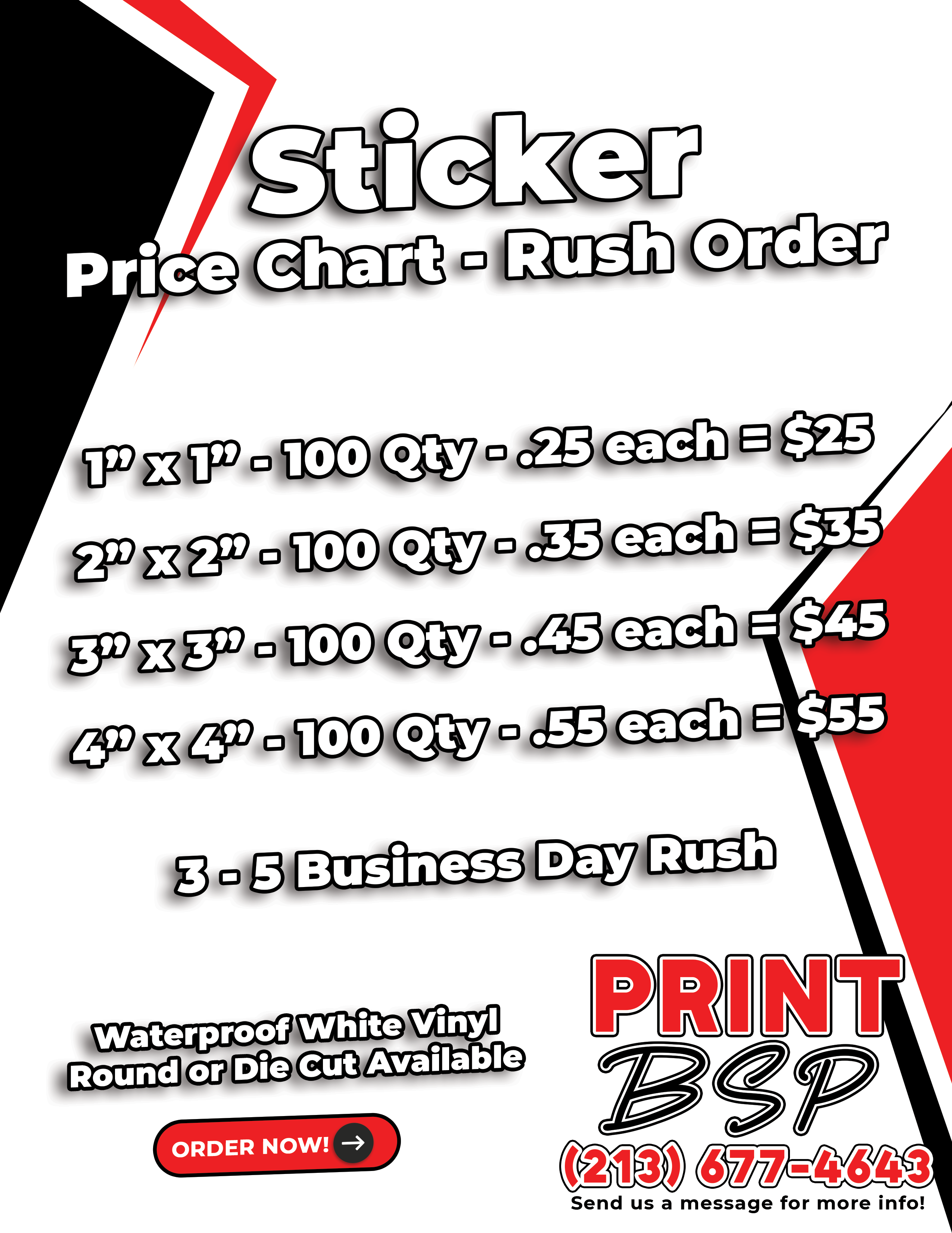 RINAWAX Sticker Rush Price Sheet